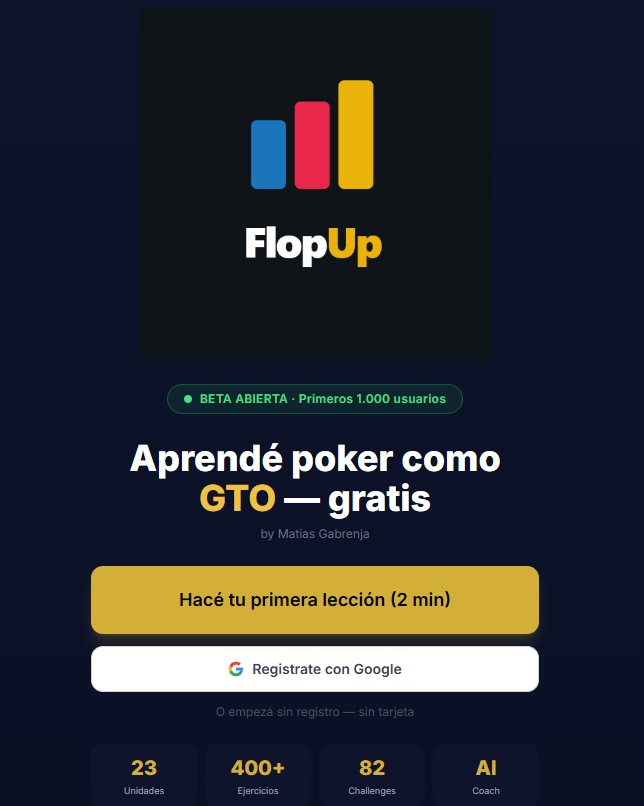La pantalla de FlopUp, la app de entrenamiento